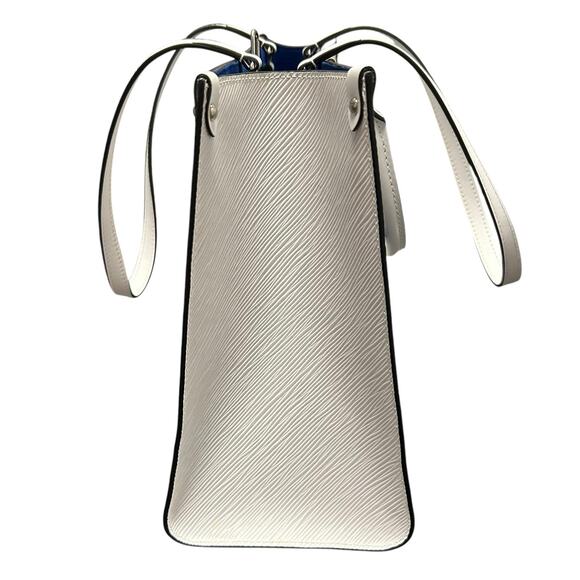 Louis Vuitton White Blue 2020 Epi On The Go MM Double Handle Tote Bag FLAW - Picture 8 of 11